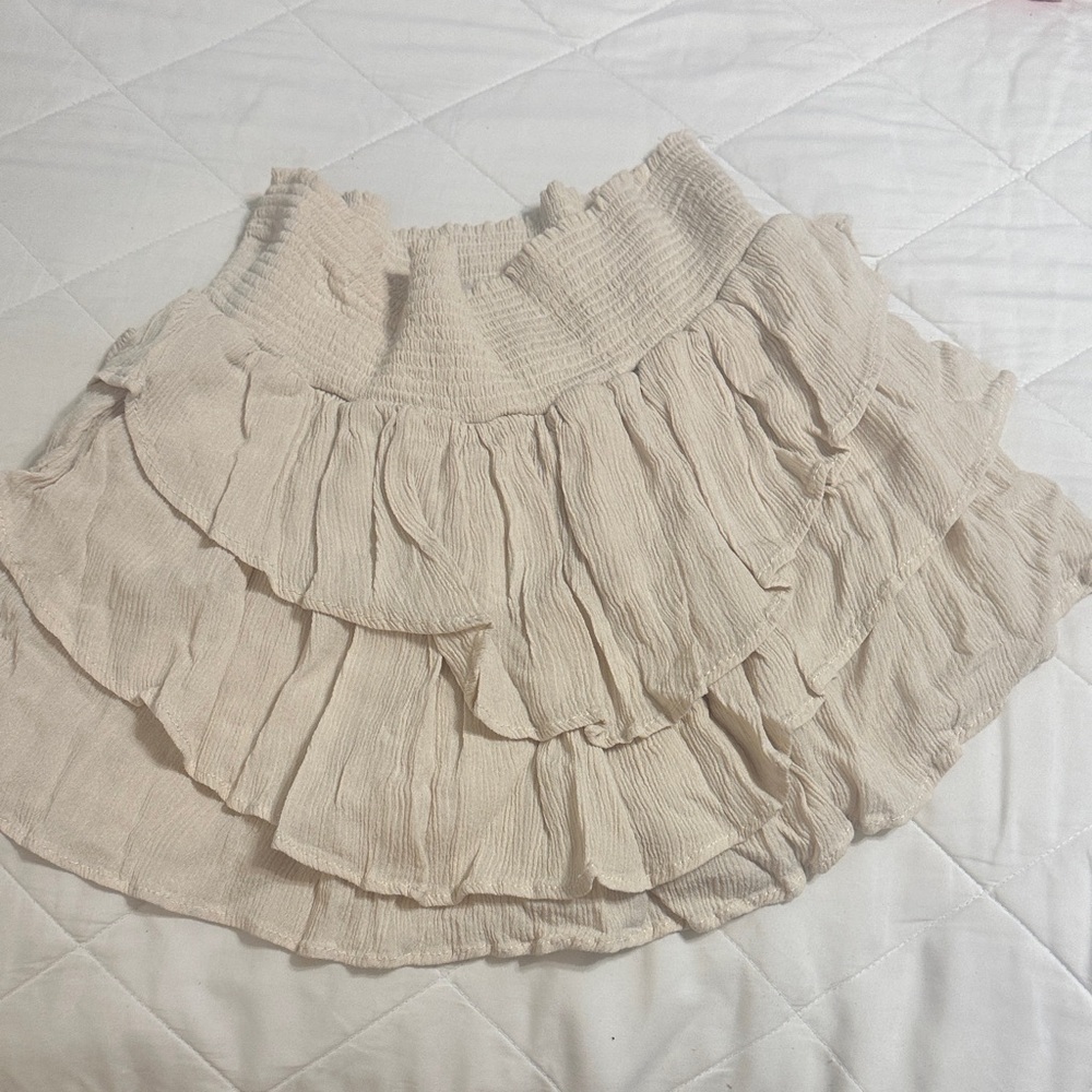 Sincerely Jules Cream Tiered Ruffle Skater Skirt